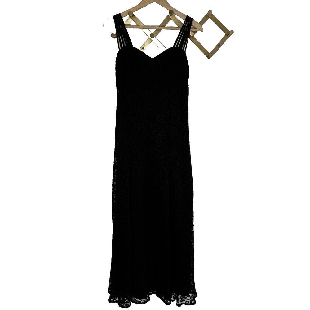 Goth Maxi Dress Size 6 Black Lace Strappy Fairygoth Whimsigoth Witchy